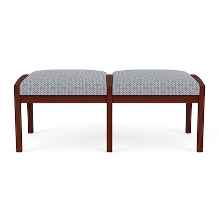 Lesro Lenox Wood 2 Seat Bench Wood Frame, Mahogany, RS Fog Upholstery LW2001